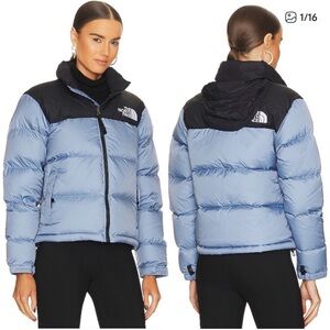 The North Face 1996 Retro Nuptse Blue/Black Duck Down Puffer Jacket Coat- LARGE